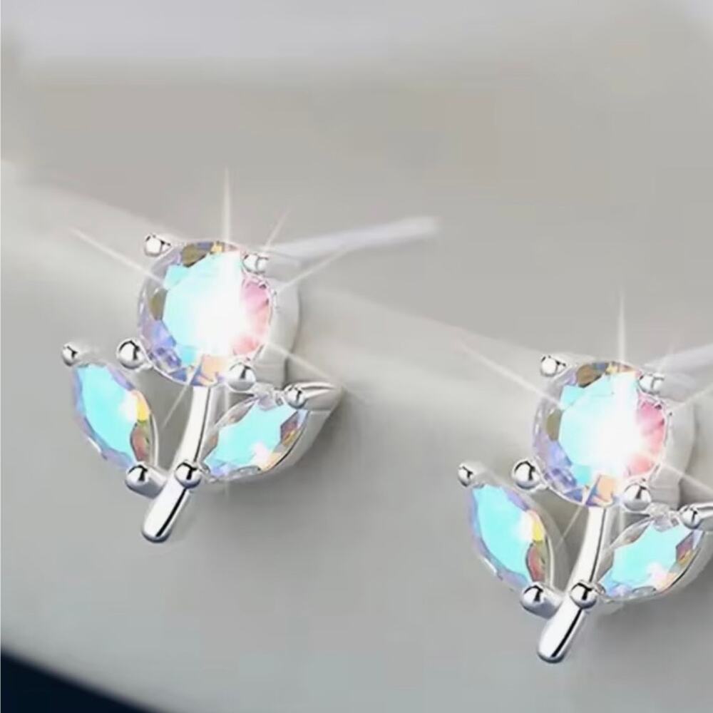 small beautiful flower earrings 0.9cm fashion earring with shiny cystal